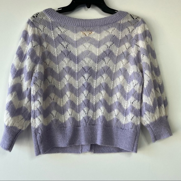 ByTimo wool mohair knit chevron purple striped button down cardigan - Picture 5 of 5